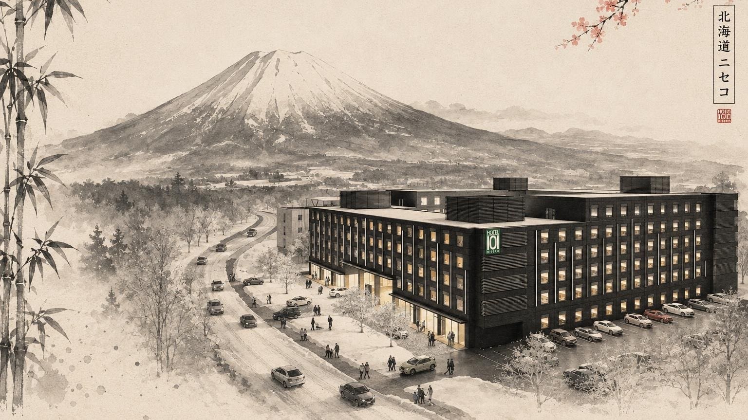 01-hotel101-niseko-exterior-ilustracion
